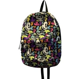 Disney Parks Black and Multicolor Mickey Mouse Nylon Backpack Bag